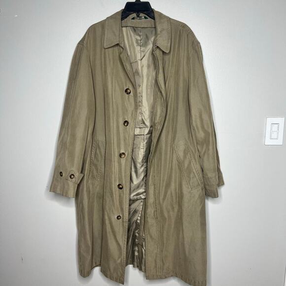 Vintage LRL Ralph Lauren Men's Tan Trench Coat Size 44R Removable Liner Overcoat - Picture 14 of 14